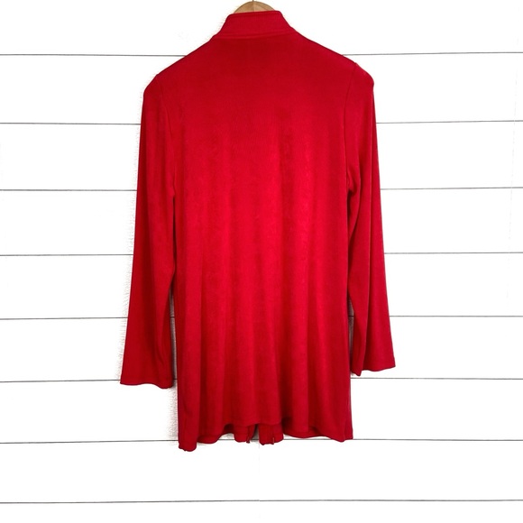 NWT TRAVELERS By Chicos Classic Ruffle Jacket Red 1 Medium Zipper - Picture 2 of 6